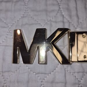 Michael Kors Shiny Gold MK Logo Belt Accent